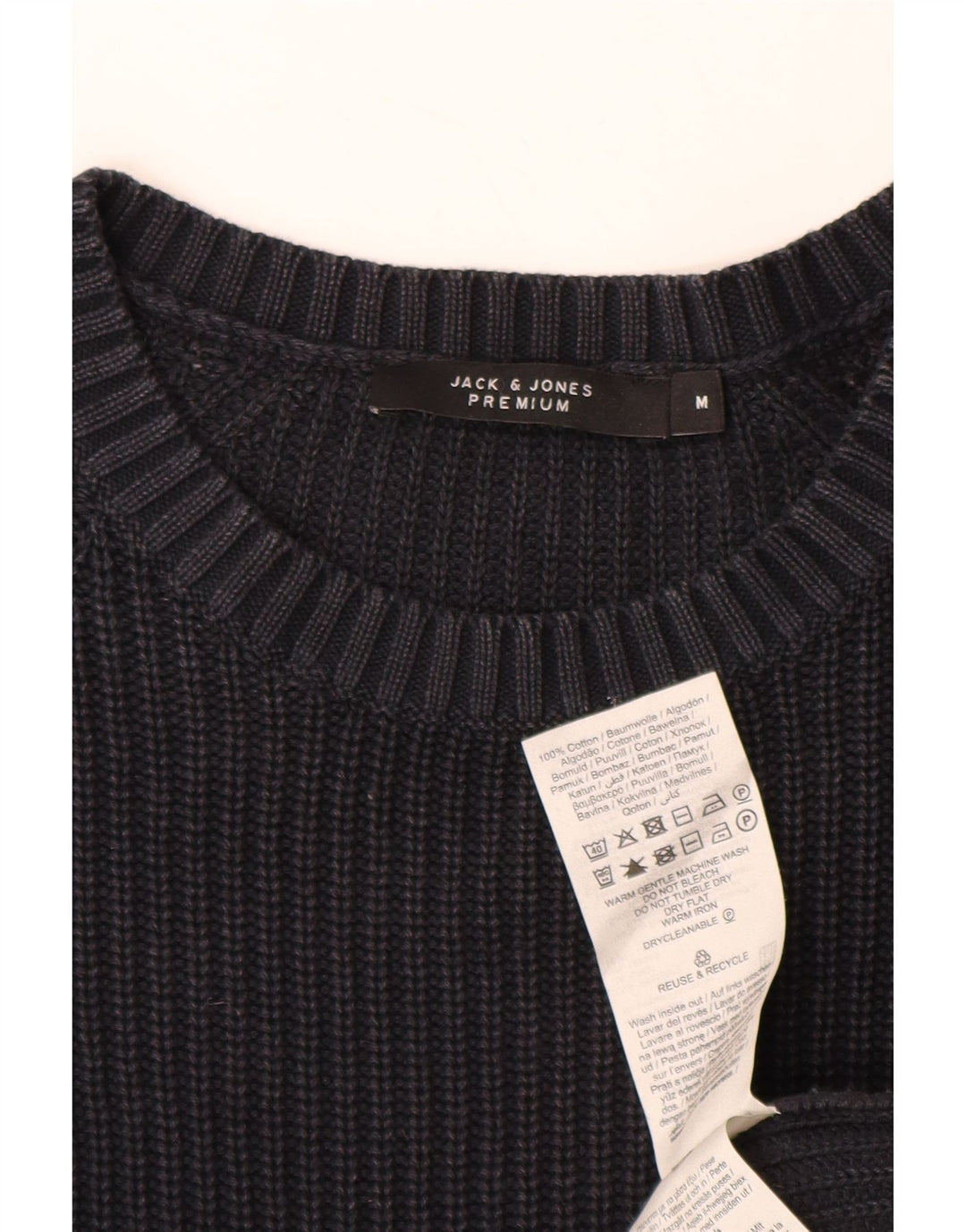 JACK & JONES Męski sweter z okrągłym dekoltem, średni granatowy, bawełniany