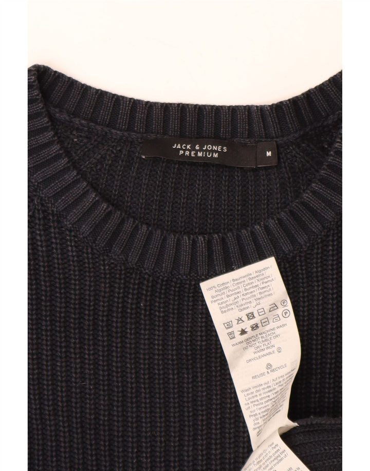 JACK & JONES Męski sweter z okrągłym dekoltem, średni granatowy, bawełniany