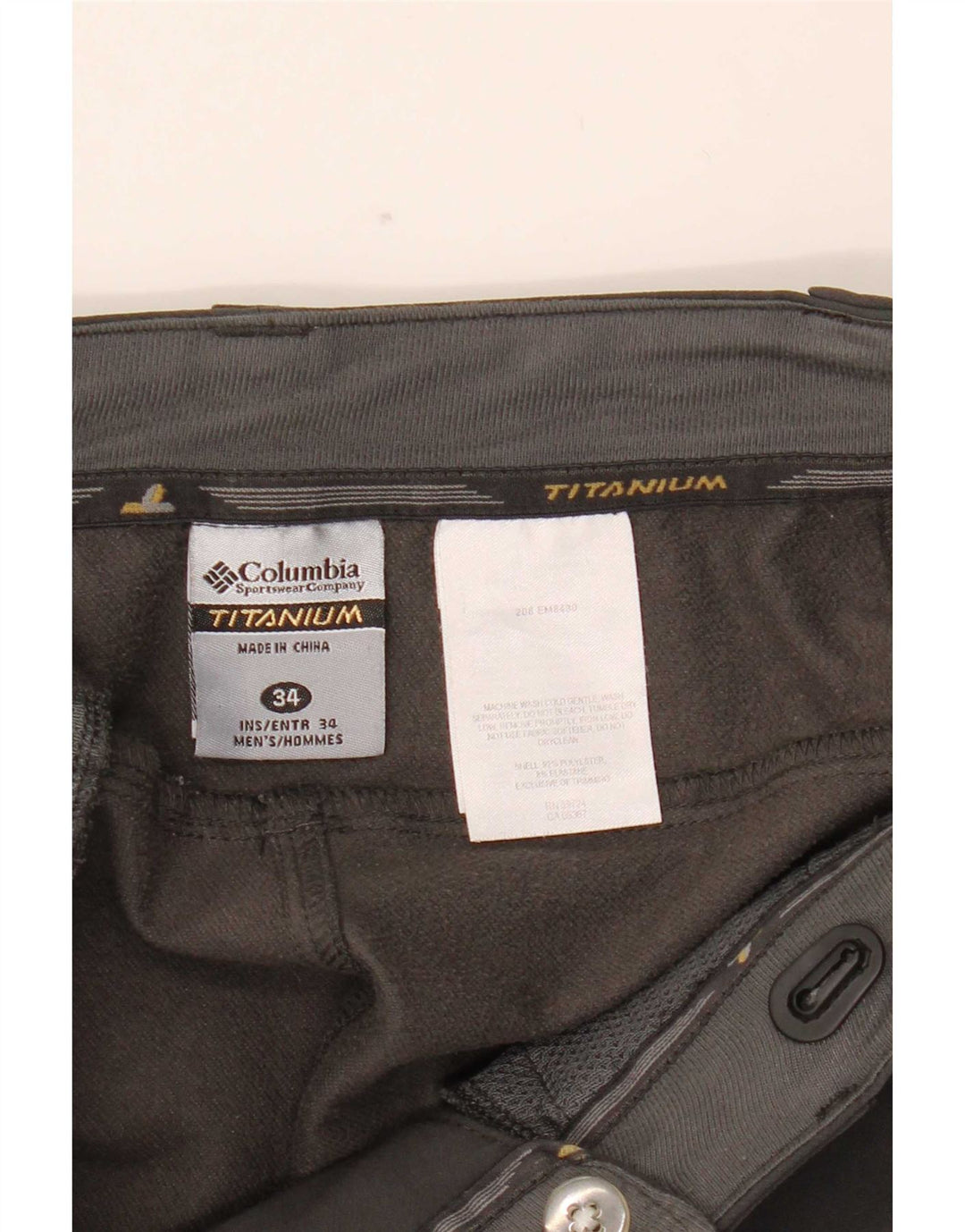 Męskie spodnie wiatrówki Columbia Titanium Straight W34 L29 Szary poliester