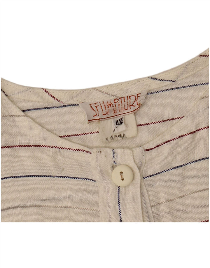 Vintage damska sukienka typu shift bez rękawów IT 42 w średnie złamane białe paski