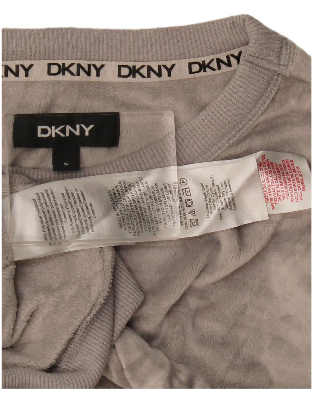Damska bluza dresowa Dkny z grafiką welurową UK 10, mały, szary poliester