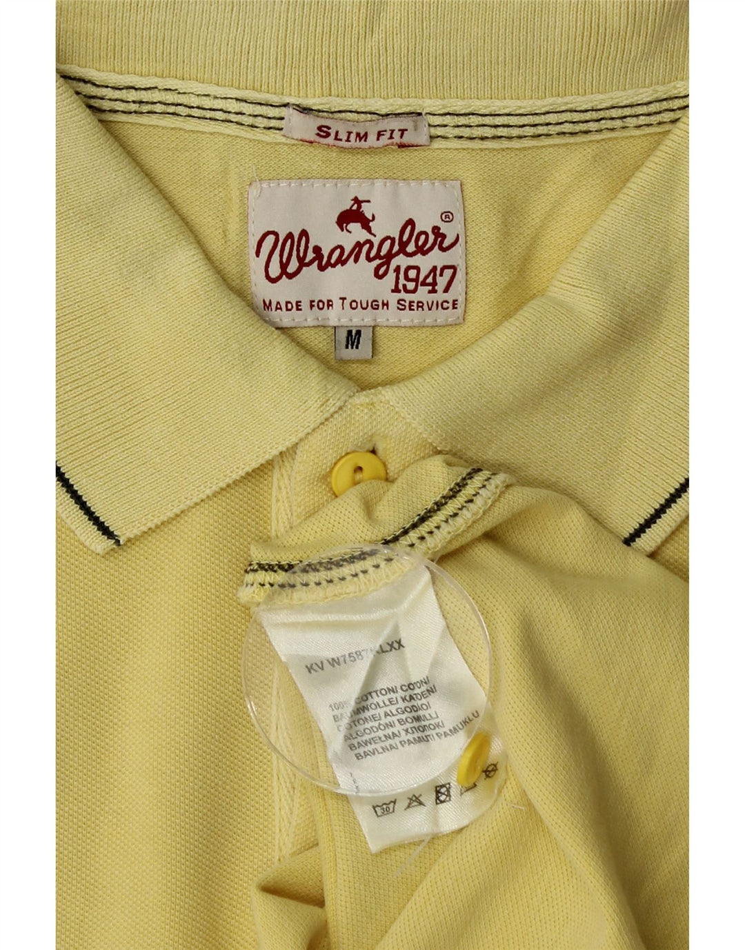 Męska koszulka polo Wrangler Slim Fit, średnia żółta bawełna