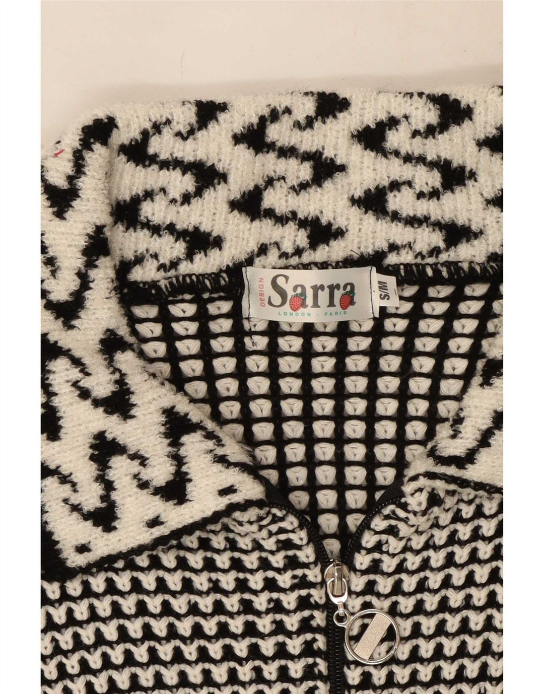 Sweter damski w stylu vintage, UK 14, średni szary, geometryczny