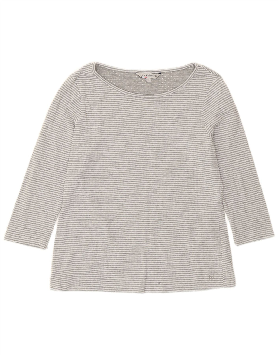 Crew Clothing Top damski z rękawem 3/4, UK 16, duży, szary poliester w paski