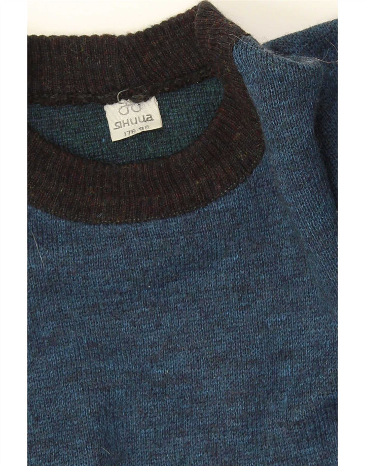 Vintage męski sweter z okrągłym dekoltem, średni niebieski Fair Isle
