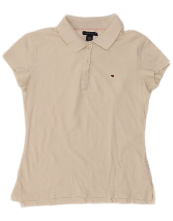 Damska koszulka polo Tommy Hilfiger UK 10, mała, biała bawełna
