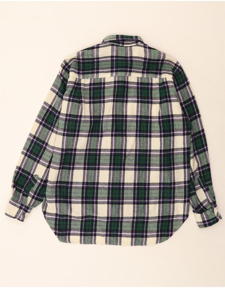 Męska koszula flanelowa Benetton XL, wełniana w zieloną kratkę