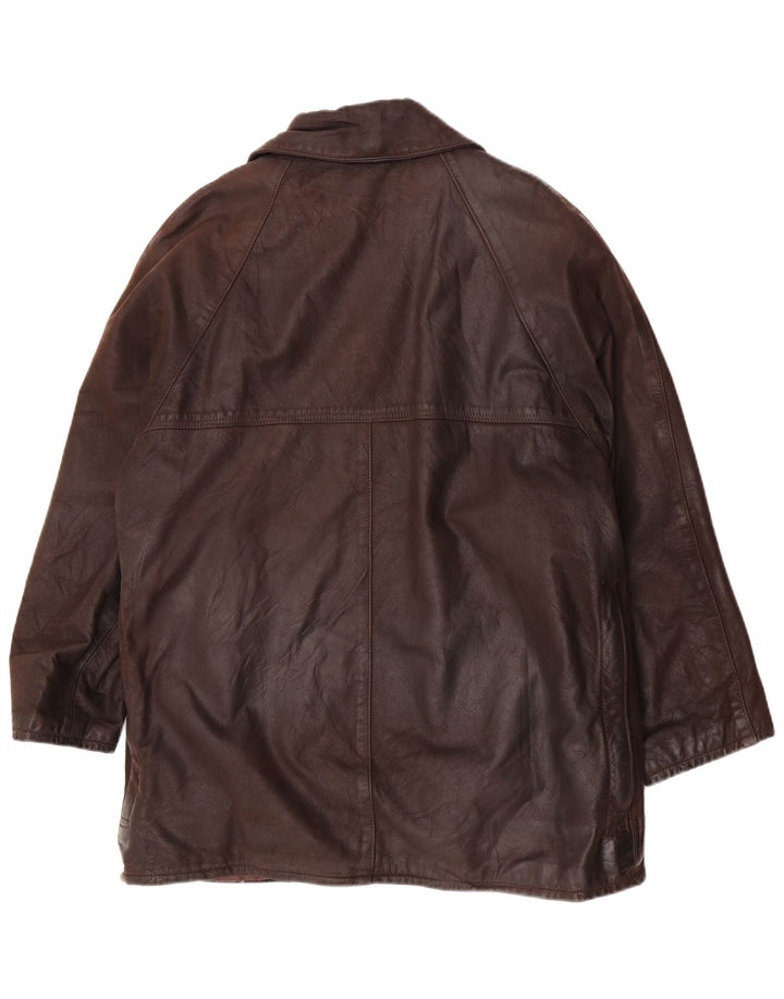 Vintage męska kurtka skórzana o luźnym kroju UK 36 Small Brown