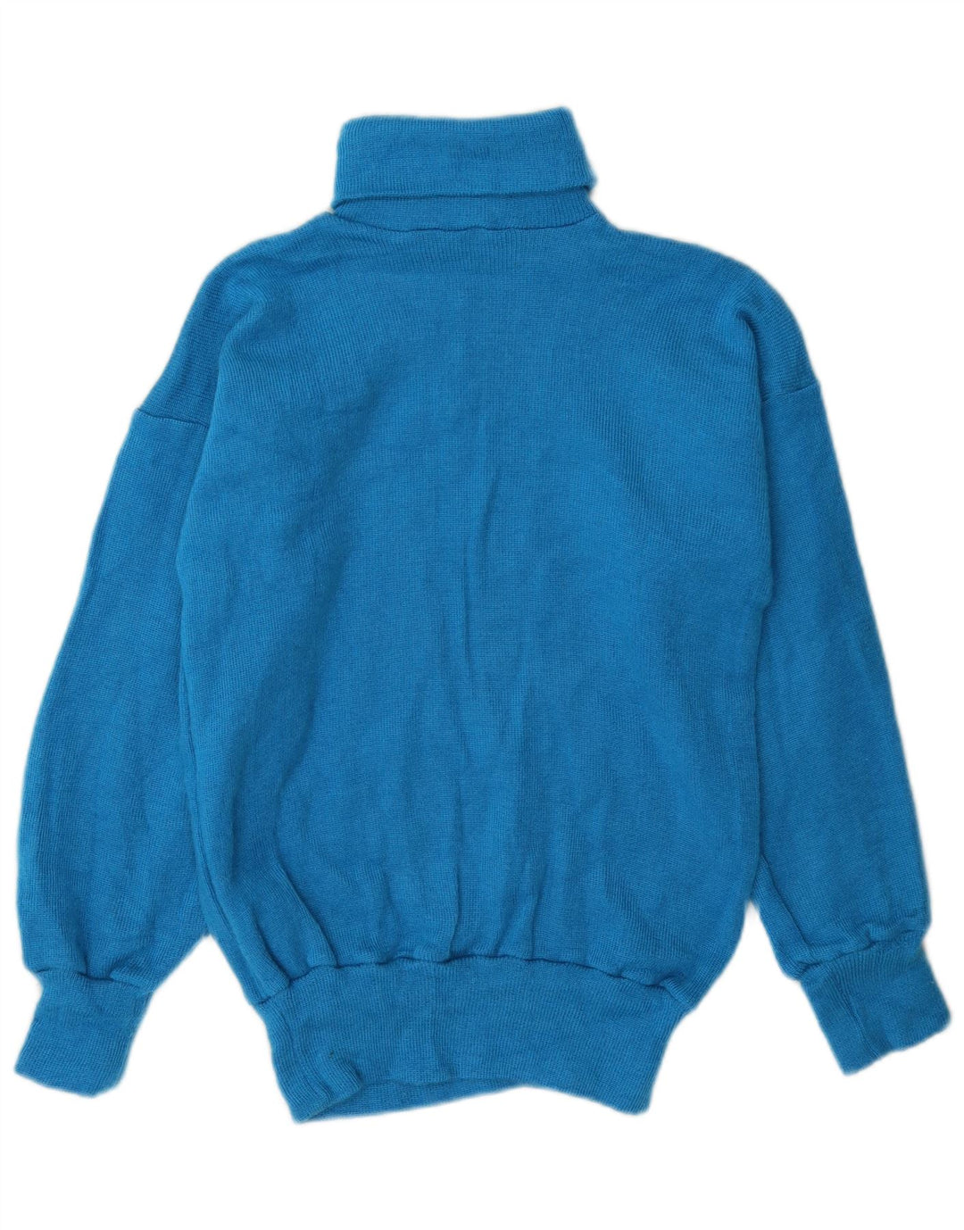 Sweter damski w stylu vintage z wywijanym dekoltem UK 14, średni niebieski