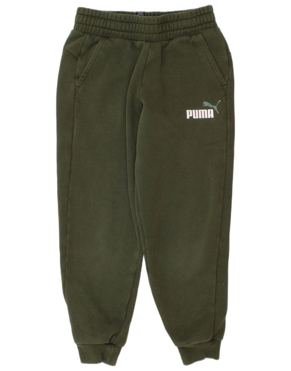 PUMA Boys Tracksuit Trousers Joggers 9-10 Years  Green Cotton