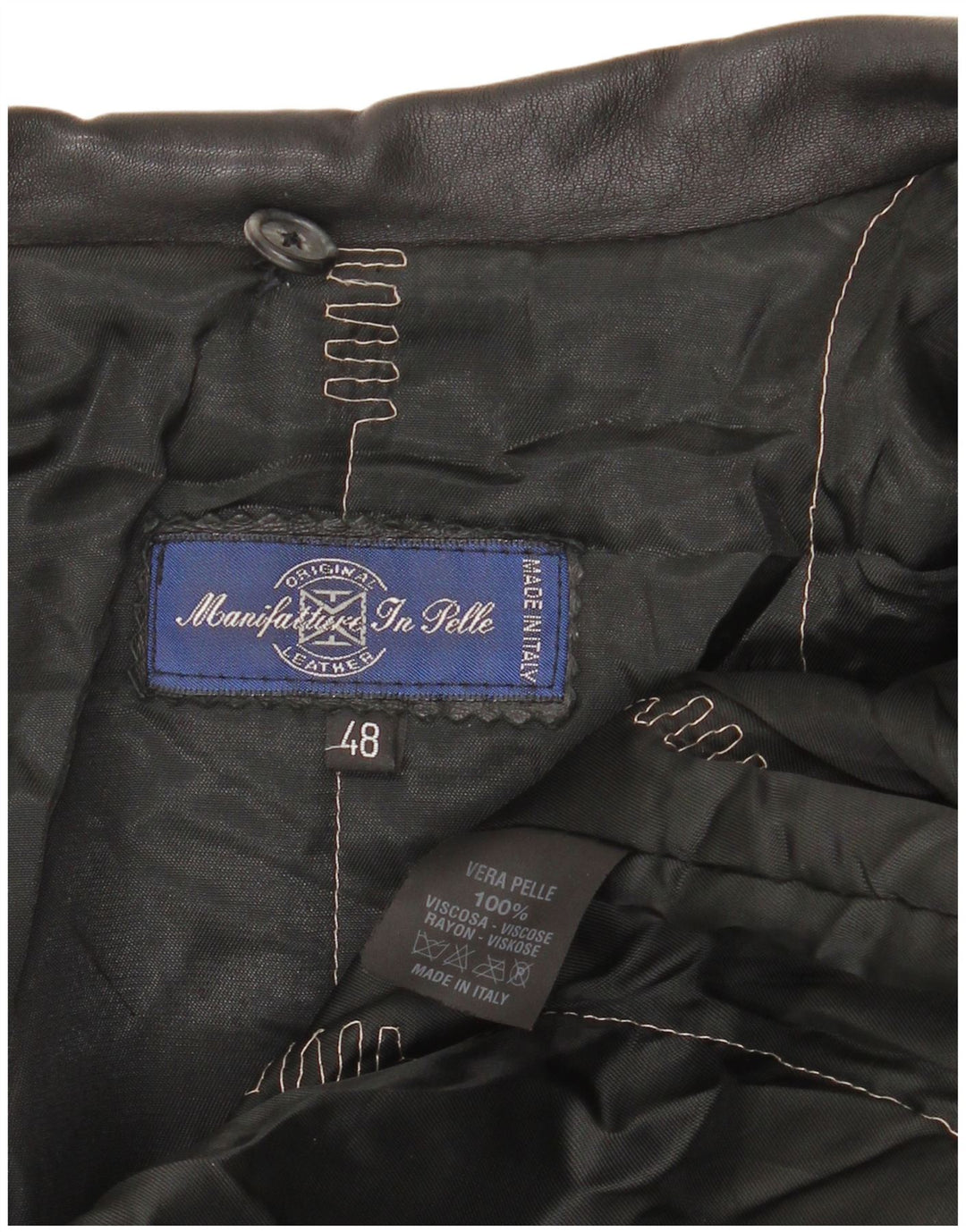 Vintage damski płaszcz skórzany oversize IT 48 XL czarna skóra