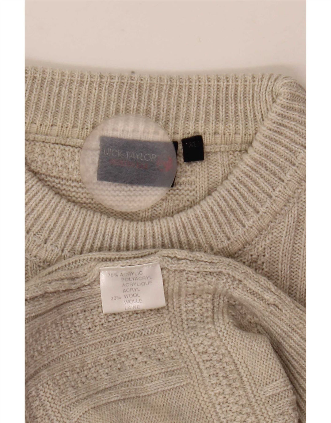 Męski sweter z okrągłym dekoltem Nick Taylor XL, szary akryl