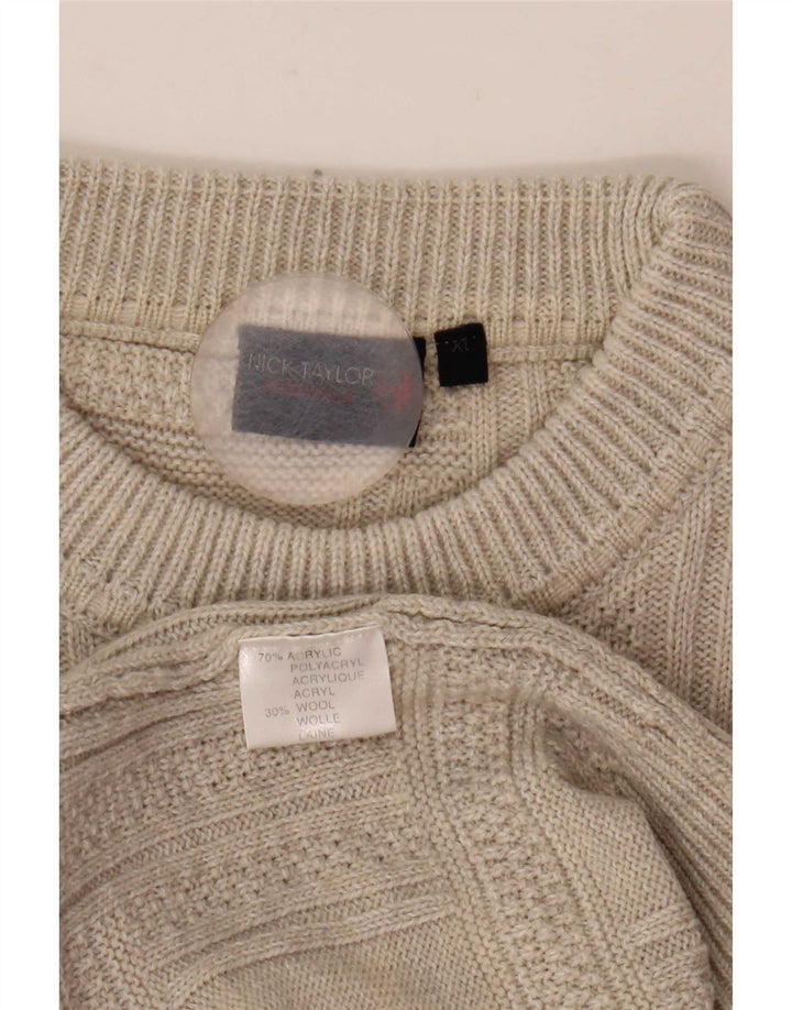 Męski sweter z okrągłym dekoltem Nick Taylor XL, szary akryl