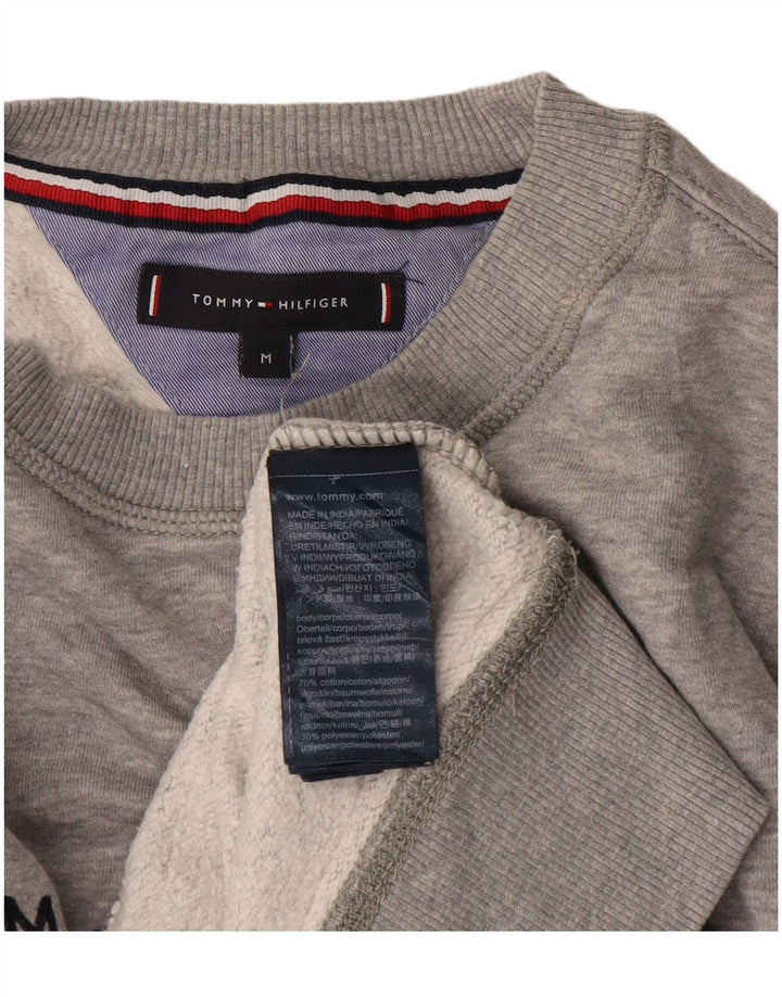 Męska bluza z grafiką Tommy Hilfiger, średnia, szara, nakrapiana bawełna