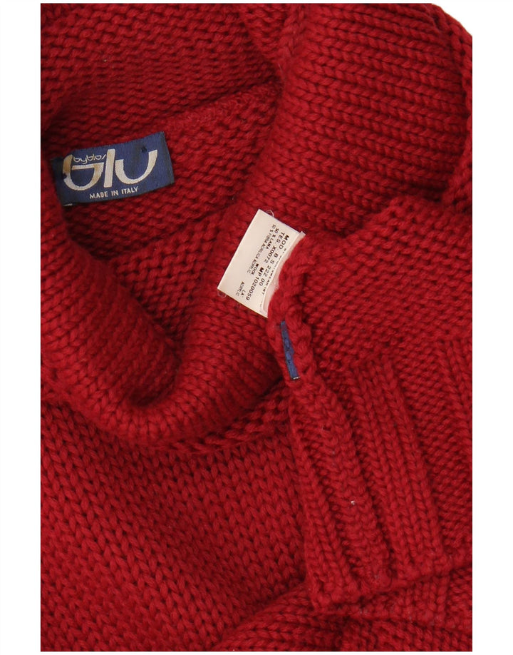 BYBLOS Damski sweter z golfem UK 12, średnia bordowa wełna