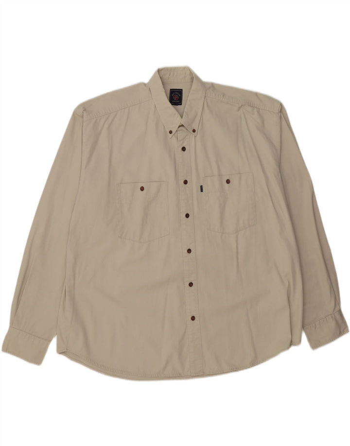 BASIC Mens Loose Fit Shirt XL Beige Cotton Vintage Basic and Second-Hand Basic from Messina Hembry 