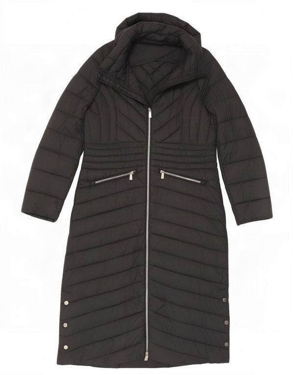 Karen Millen Womens Hooded Padded Coat UK 12 Medium Black Nylon