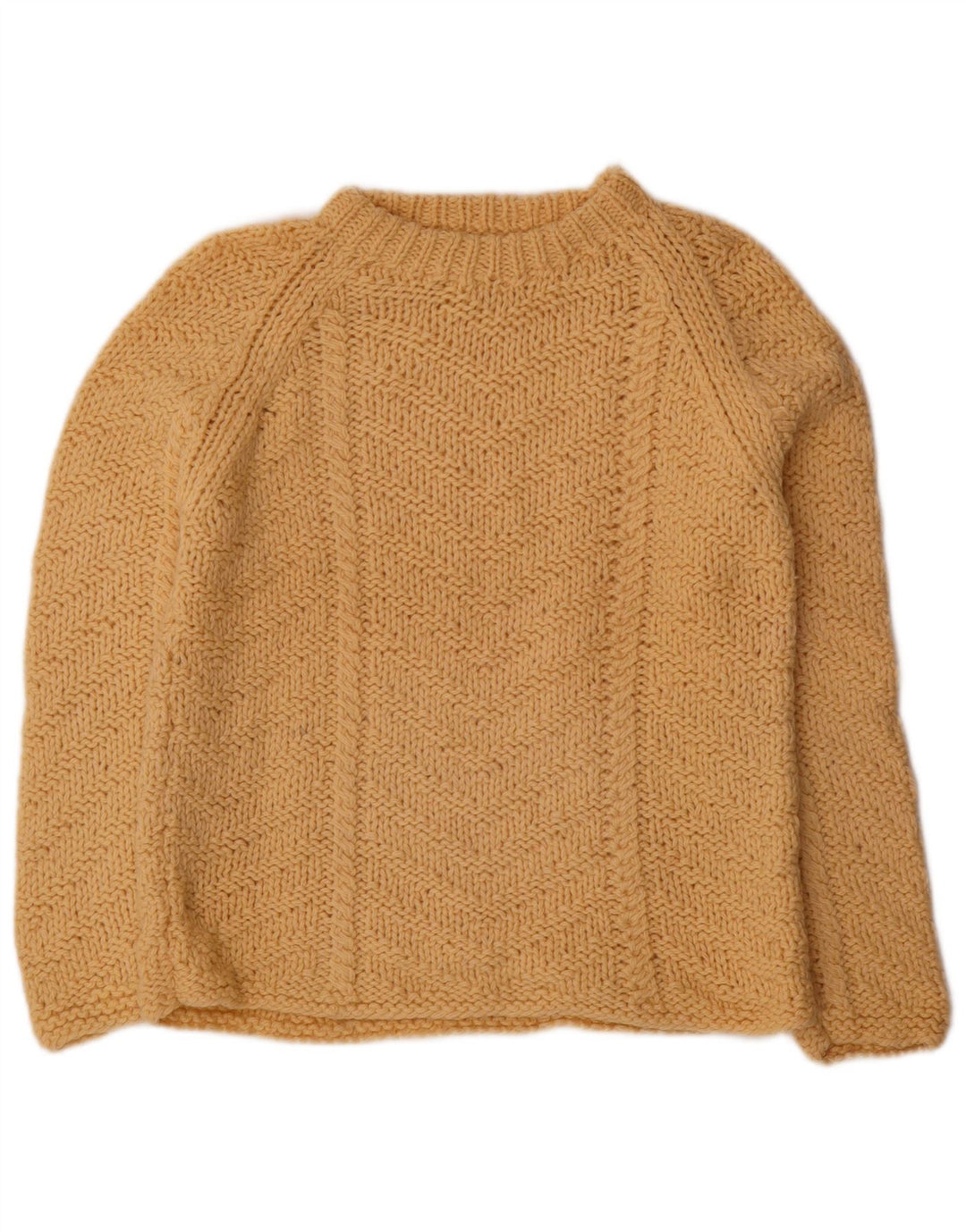 Sweter damski w stylu vintage z okrągłym dekoltem IT 42/44 Średni beżowy wełniany