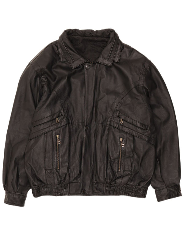 Canda Męska kurtka skórzana UK 40, duża, czarna skóra