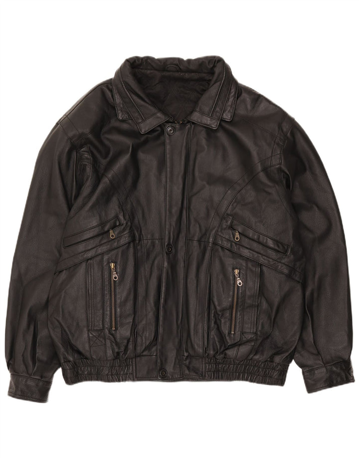 Canda Męska kurtka skórzana UK 40, duża, czarna skóra