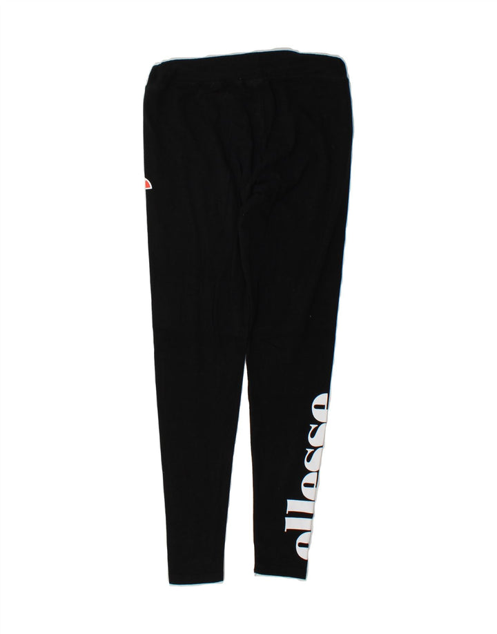 ELLESSE Womens Graphic Leggings UK 10 Small Black Vintage Ellesse and Second-Hand Ellesse from Messina Hembry 