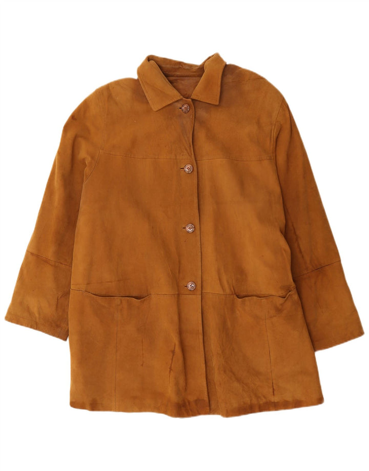 Vintage damski płaszcz skórzany oversize UK 20 2XL brązowa skóra