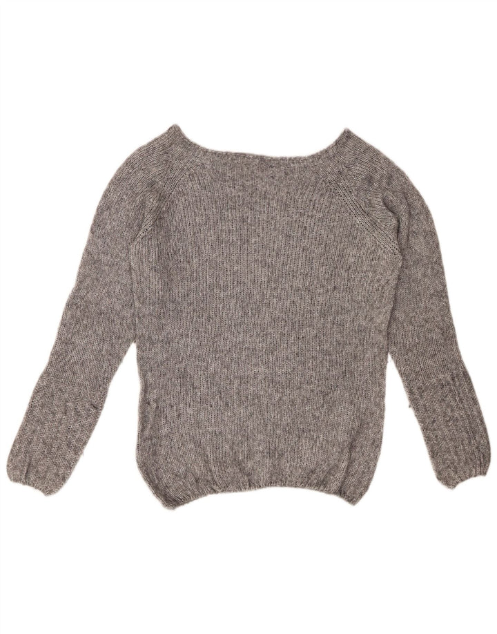 Sweter damski FRED PERRY z dekoltem w łódkę UK 14, średnioszary, nakrapiany