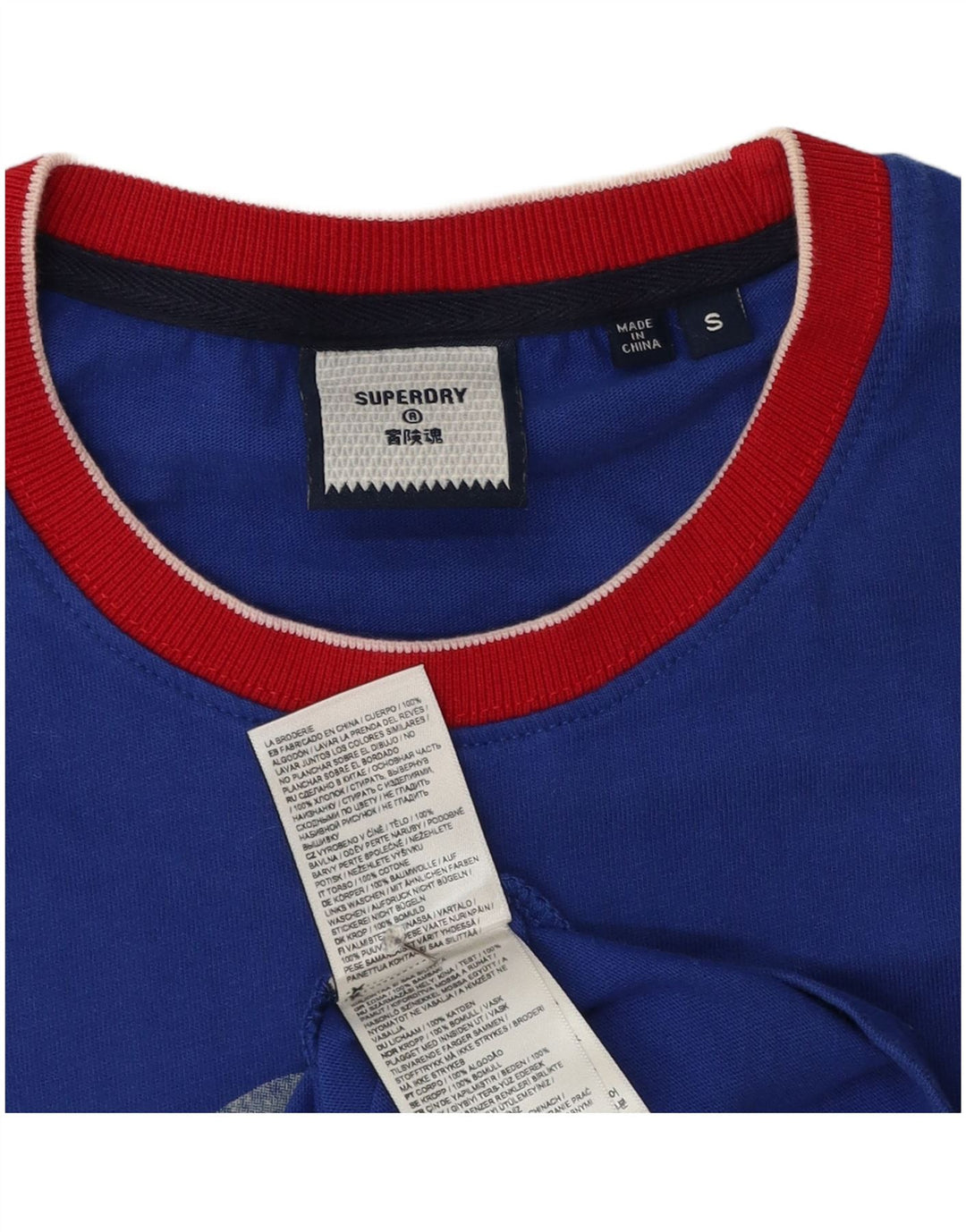 Męski T-shirt z grafiką Superdry, mały, niebieski, bawełniany
