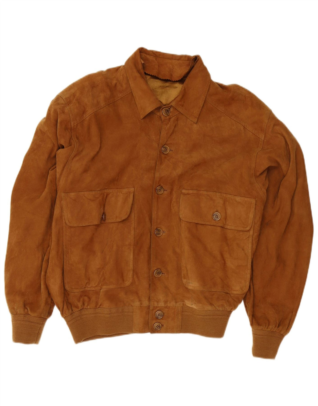 Vintage męska zamszowa kurtka bomber UK 38 średniej wielkości brązowa skóra