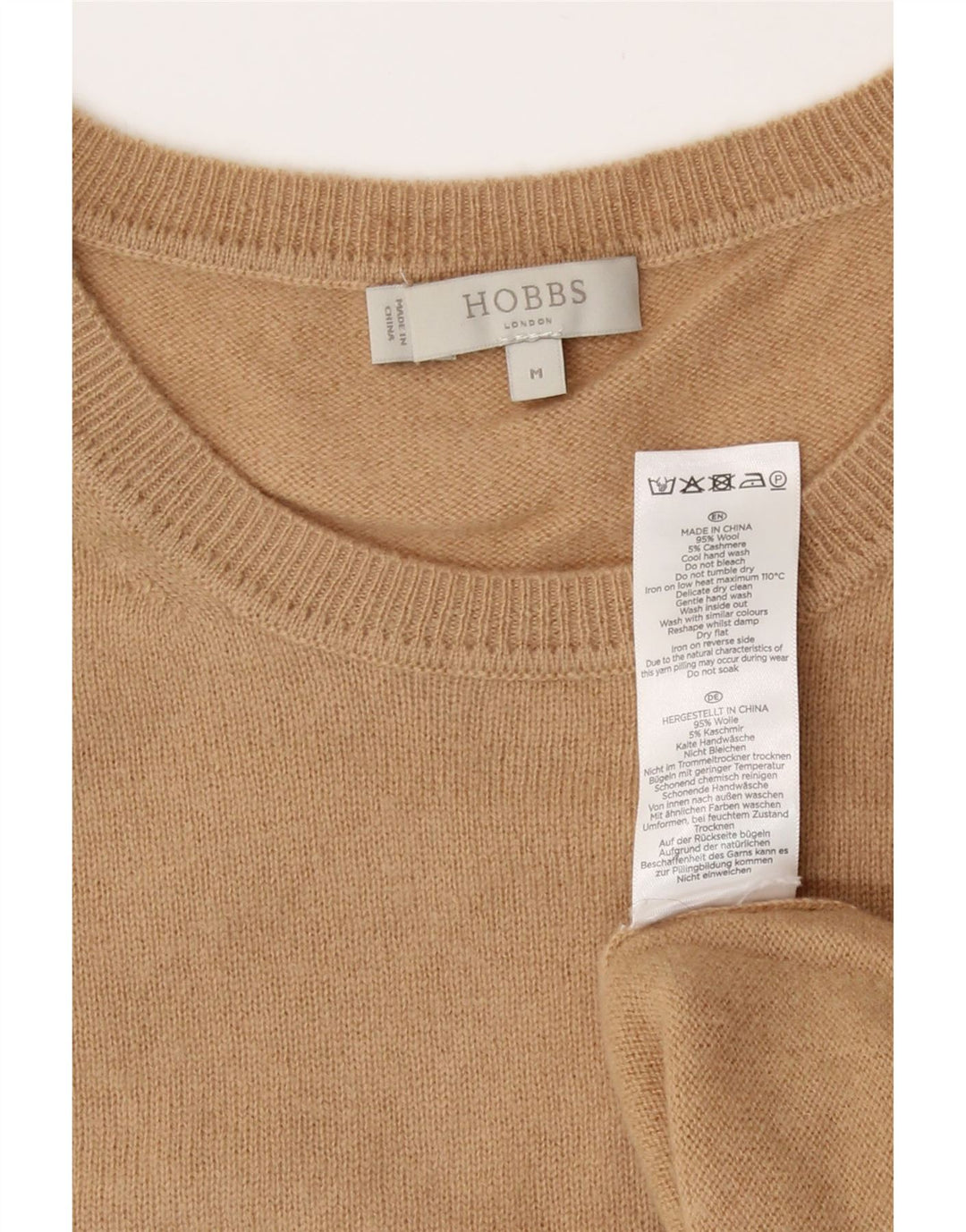 Sweter damski Hobbs z okrągłym dekoltem UK 12, średnia beżowa wełna