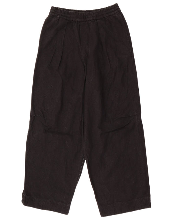 Cos Mens High Waist Wide Leg Trousers XS W28 L27 Black Linen