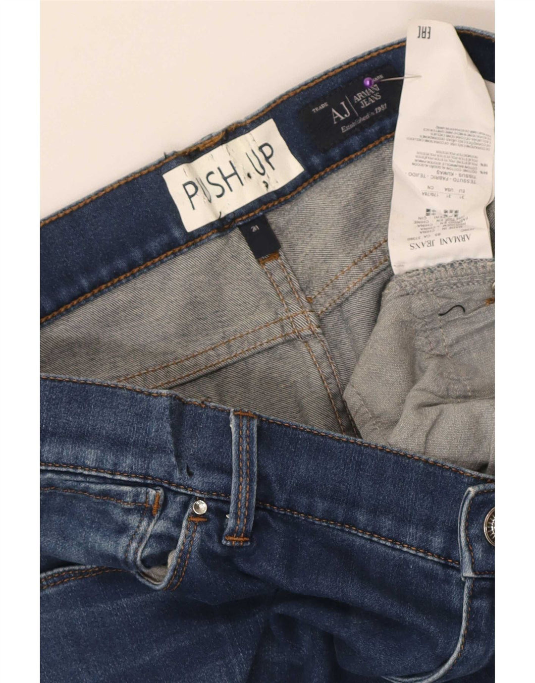 Damskie dżinsy Armani Slim W31 L27 Niebieskie bawełniane