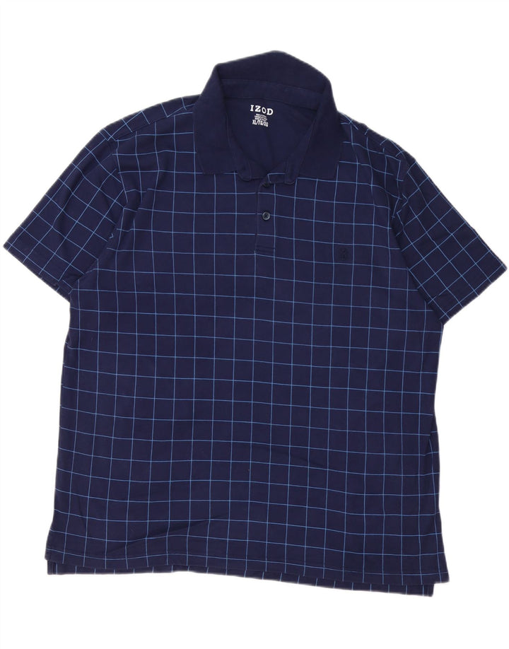 Męska koszulka polo IZOD XL, bawełniana, granatowa w kratkę