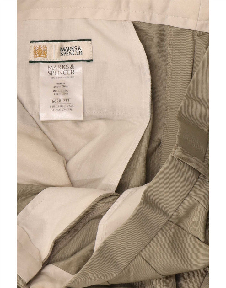 Męskie spodnie Chino Marks & Spencer W34 L29 Szary poliester
