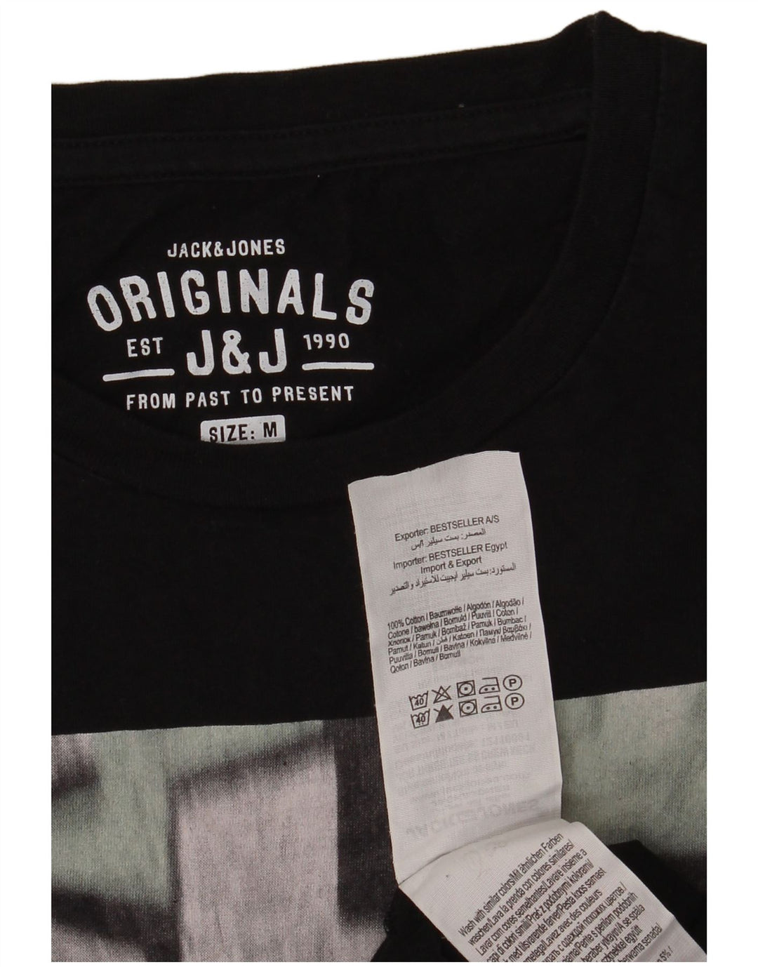 Męski T-shirt z grafiką Jack & Jones, średni czarny, bawełniany