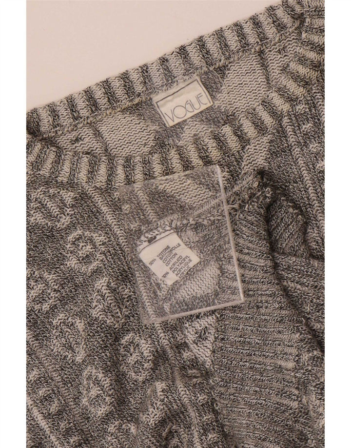 Męski sweter z okrągłym dekoltem Vogue Średni szary, geometryczny, bawełniany