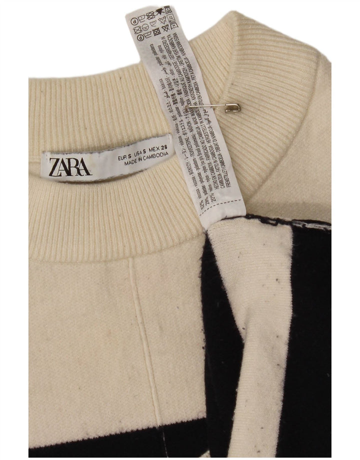 Damski sweter oversize Zara z okrągłym dekoltem UK 10 w małe białe paski