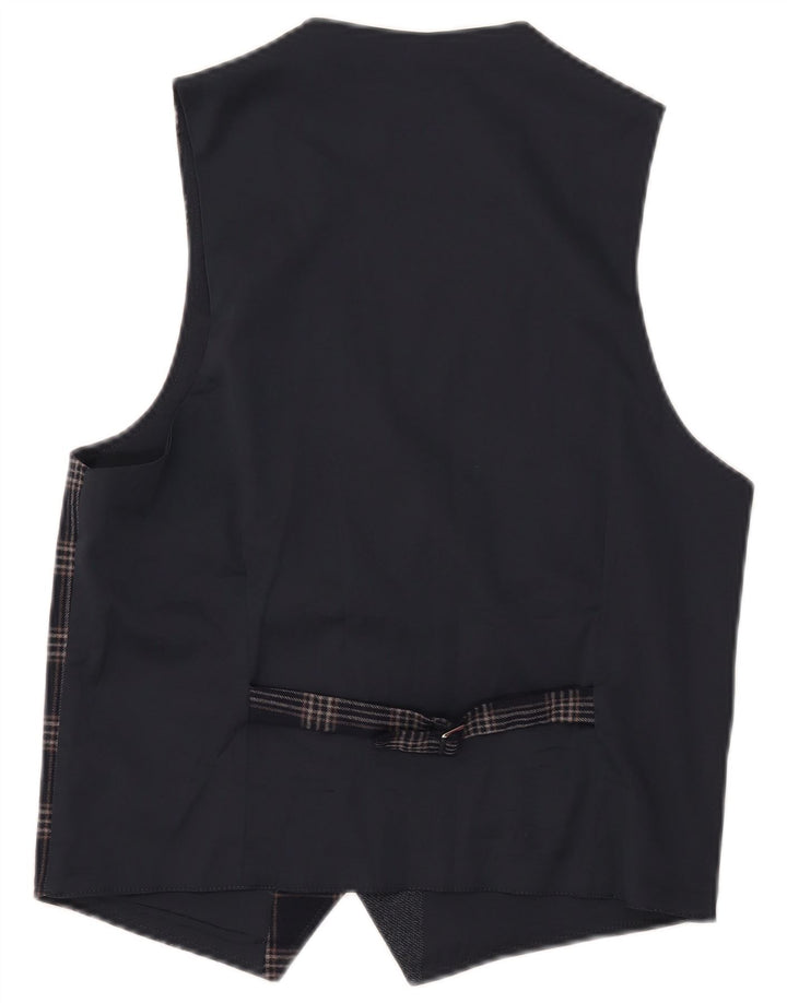 Kamizelka męska Vintage IT 46 w małą granatową kratkę, poliester