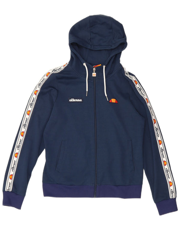 Damski sweter z kapturem i zamkiem Ellesse UK 12, średni granatowy, blok kolorów