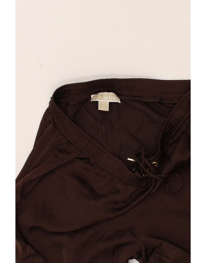 MICHAEL KORS Womens Crop Tracksuit Trousers US 10 Large Brown Polyester Vintage Michael Kors and Second-Hand Michael Kors from Messina Hembry 
