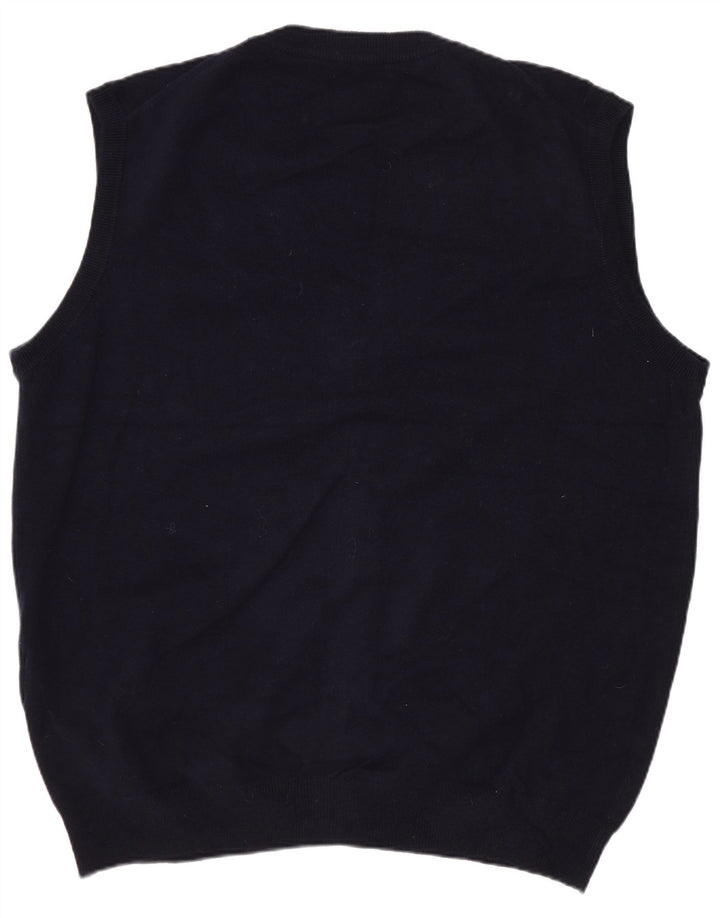 Męski sweter rozpinany bez rękawów Gant 2XL granatowy z owczej wełny