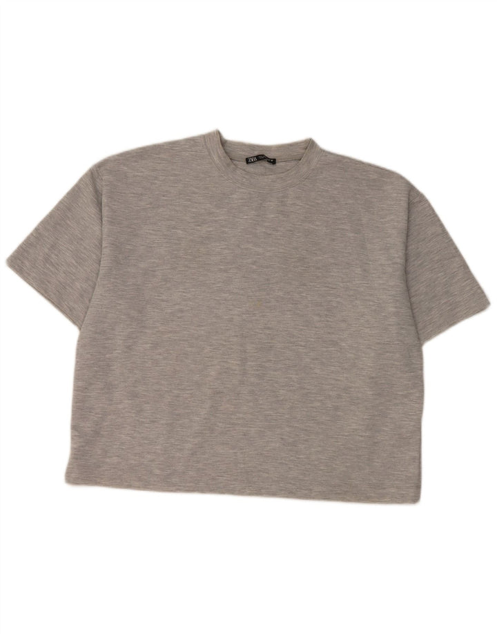 T-shirt damski Zara Top UK 16, duży, szary, nakrapiany poliester