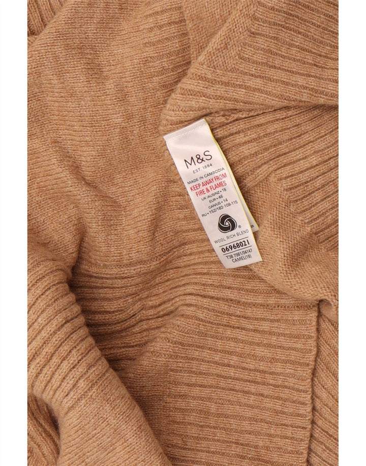 Marks & Spencer Damski sweter z golfem UK 18 XL, beżowy, wełniany