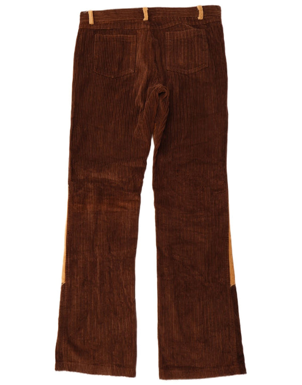 VINTAGE Womens Bootcut Corduroy Trousers W34 L36 Brown Patchwork