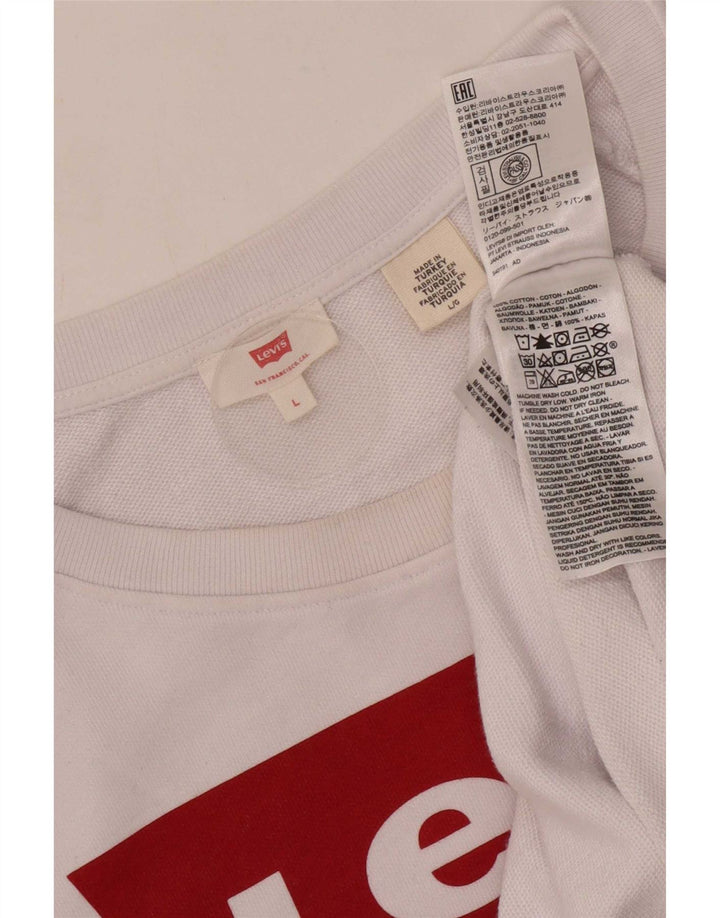Damska bluza Levi's z grafiką oversize, UK 16, duża, biała bawełna