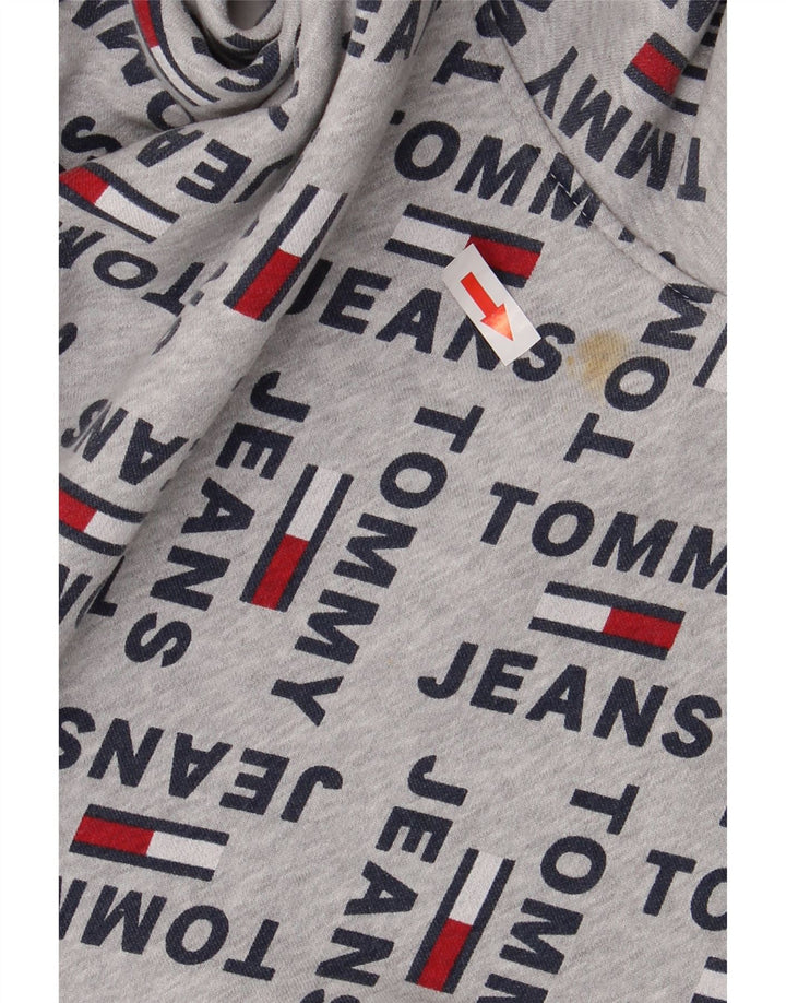 Męski sweter z kapturem i grafiką TOMMY HILFIGER, duży, szary, bawełniany