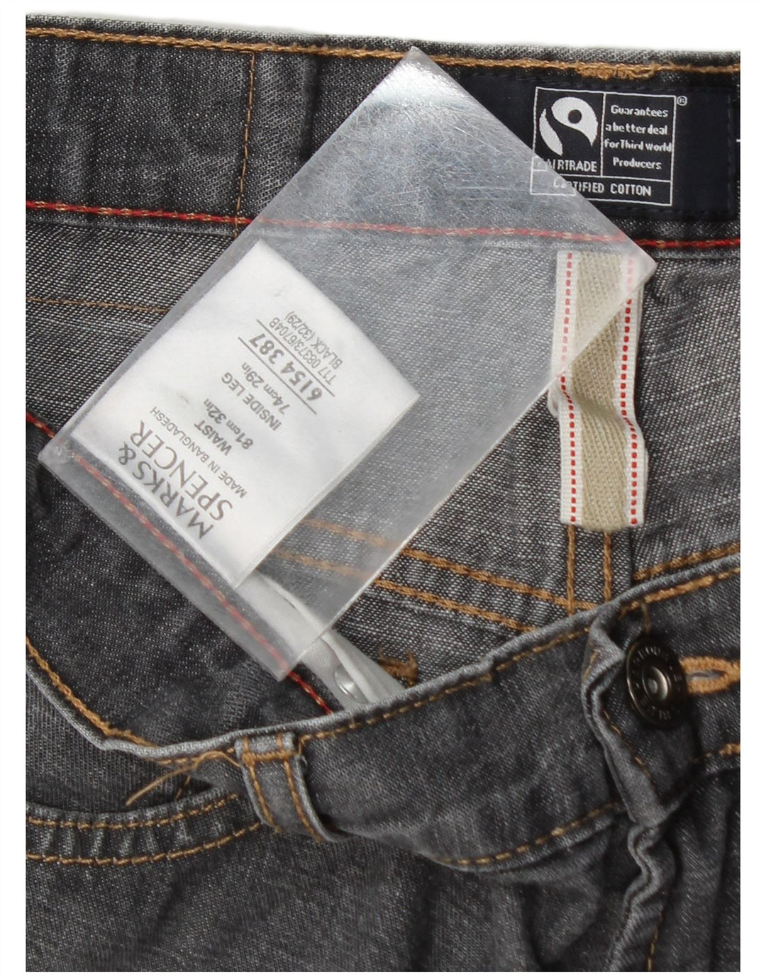 Marks & Spencer Męskie niebieskie dżinsy Harbour Straight W32 L29 Szara bawełna