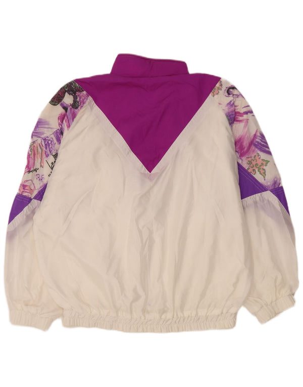 Vintage Womens Oversized Tracksuit Top Jacket EU 36 Small White Colourblock