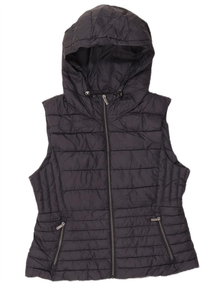 Damska wyściełana kamizelka z kapturem ZARA UK 18 XL, granatowa, poliester