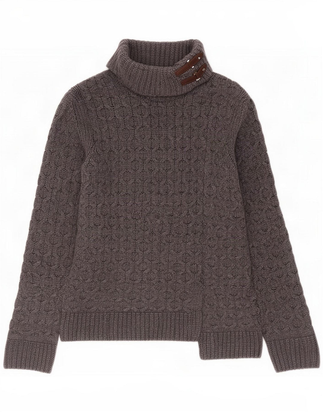 Damski sweter z golfem Massimo Dutti UK 14 Średni szary wełniany